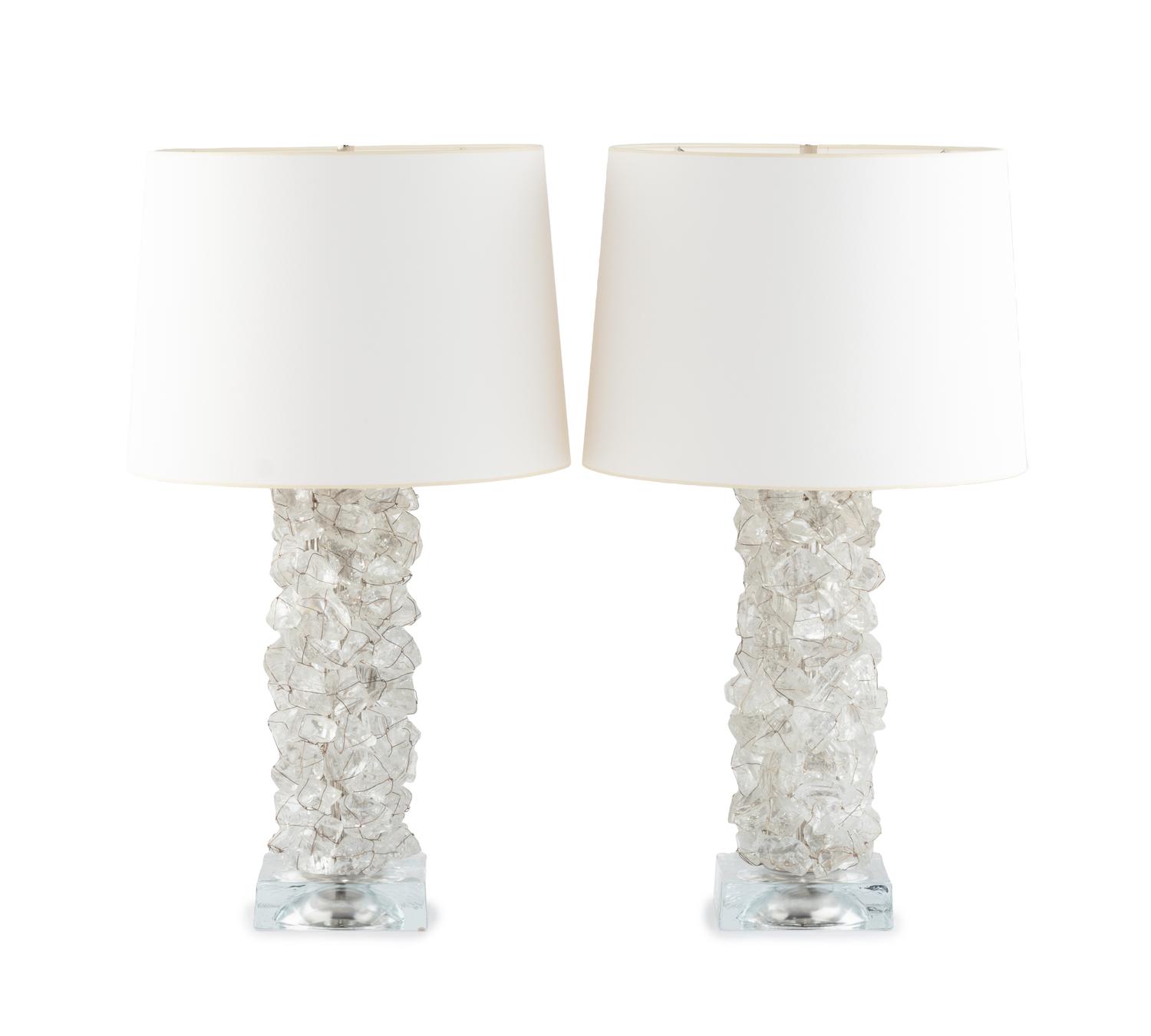 A Pair of CL Sterling and Son Rock Pillar Table Lamps