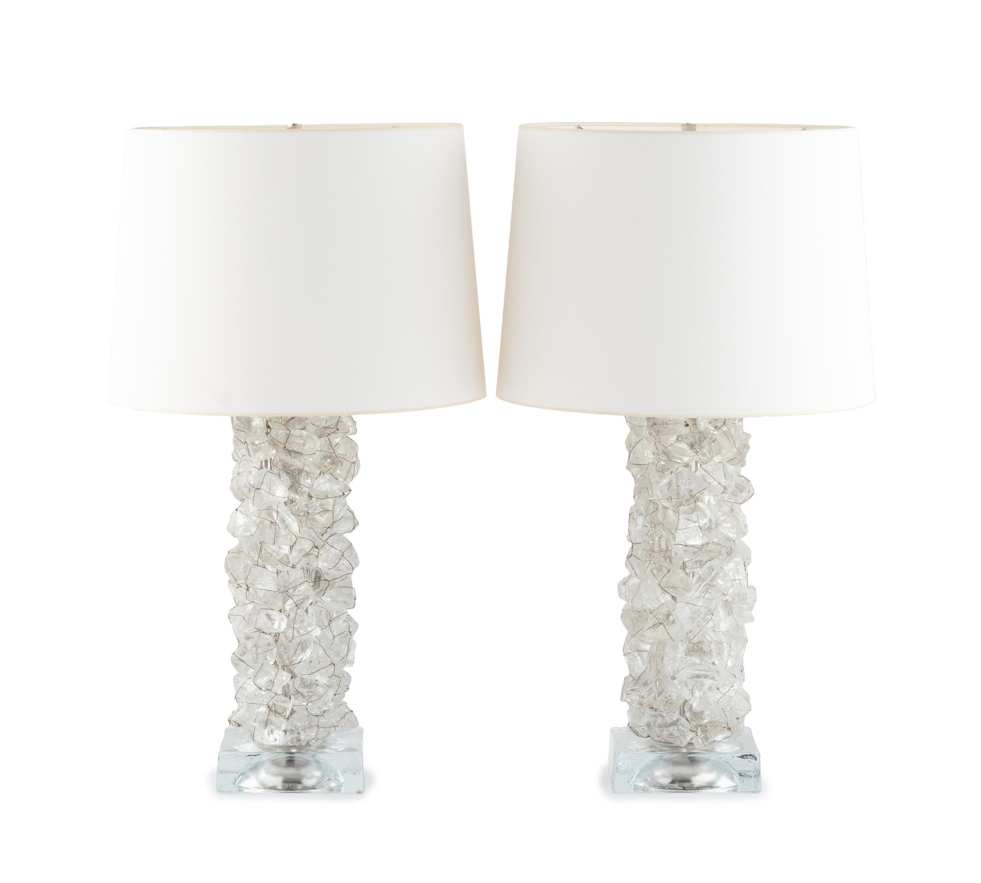 A Pair of CL Sterling and Son Rock Pillar Table Lamps