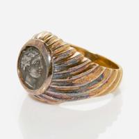An 18K Yellow Gold Bvlgari Ancient Coin Ring Monete c.1970