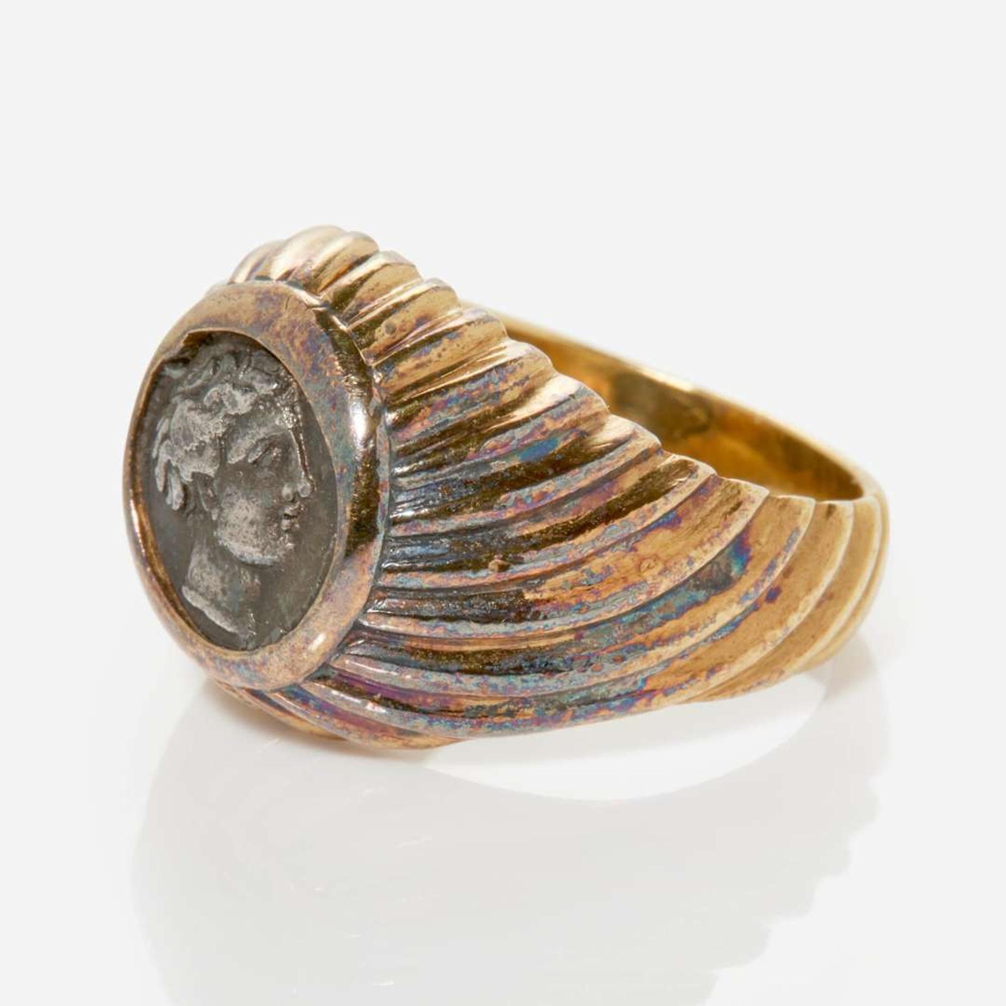An 18K Yellow Gold Bvlgari Ancient Coin Ring Monete c.1970