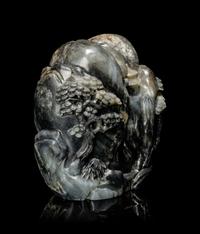A Black and Grey Jade ‘Landscape’ Boulder