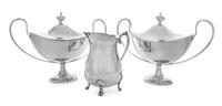 Three Silver-Plate Table Articles, Various Makers, comprising two sauce tureens and a water pitcher, Leonard Silver Mfg. Co, Boston, MA