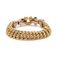 BICOLOR GOLD, DIAMOND AND SAPPHIRE FANCY LINK BRACELET