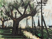 Bernard Buffet, (French, 1928–1999), Route et eglise, 1966