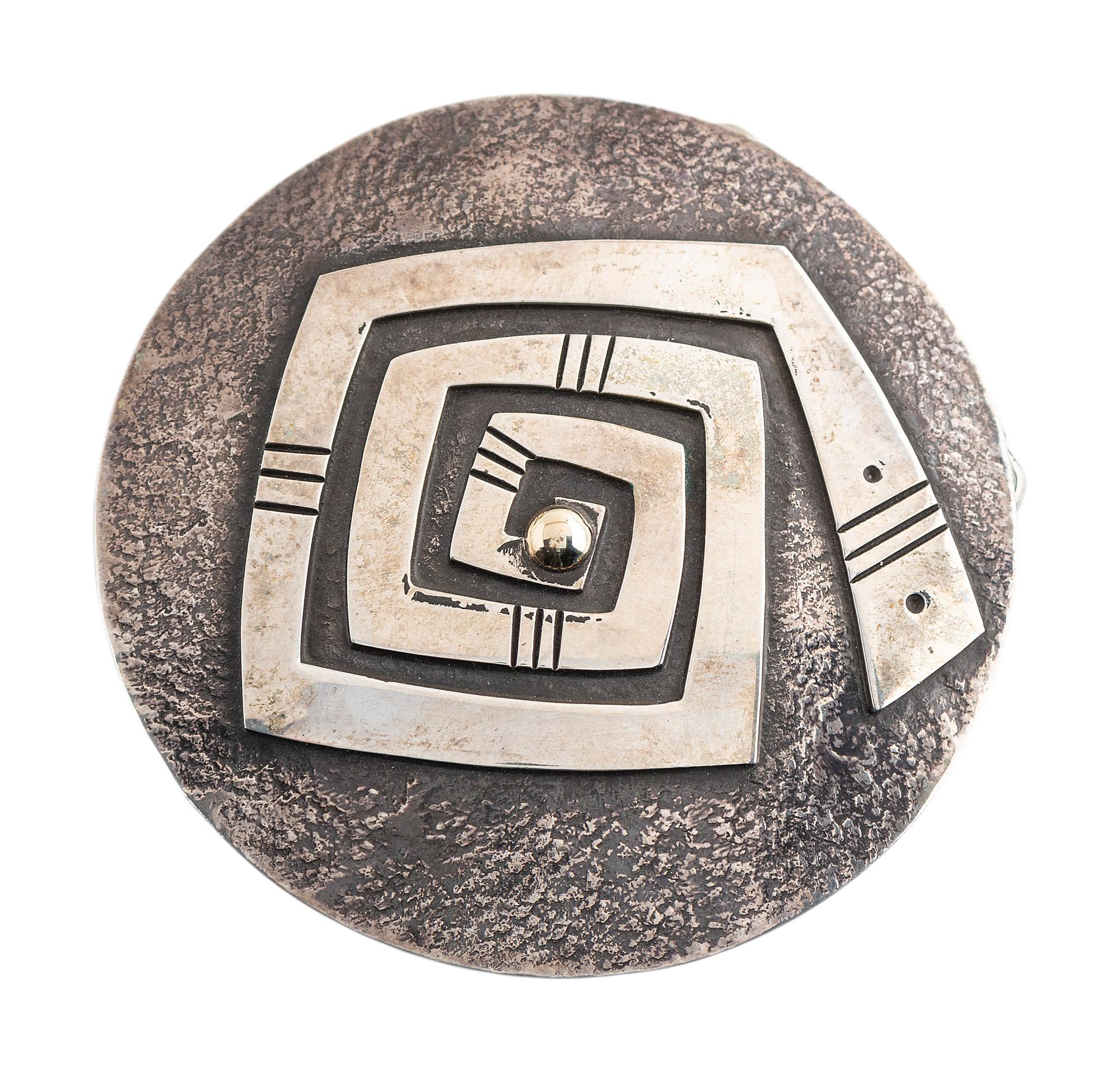 Silver Belt Buckle, with 14K Gold Center Accent
