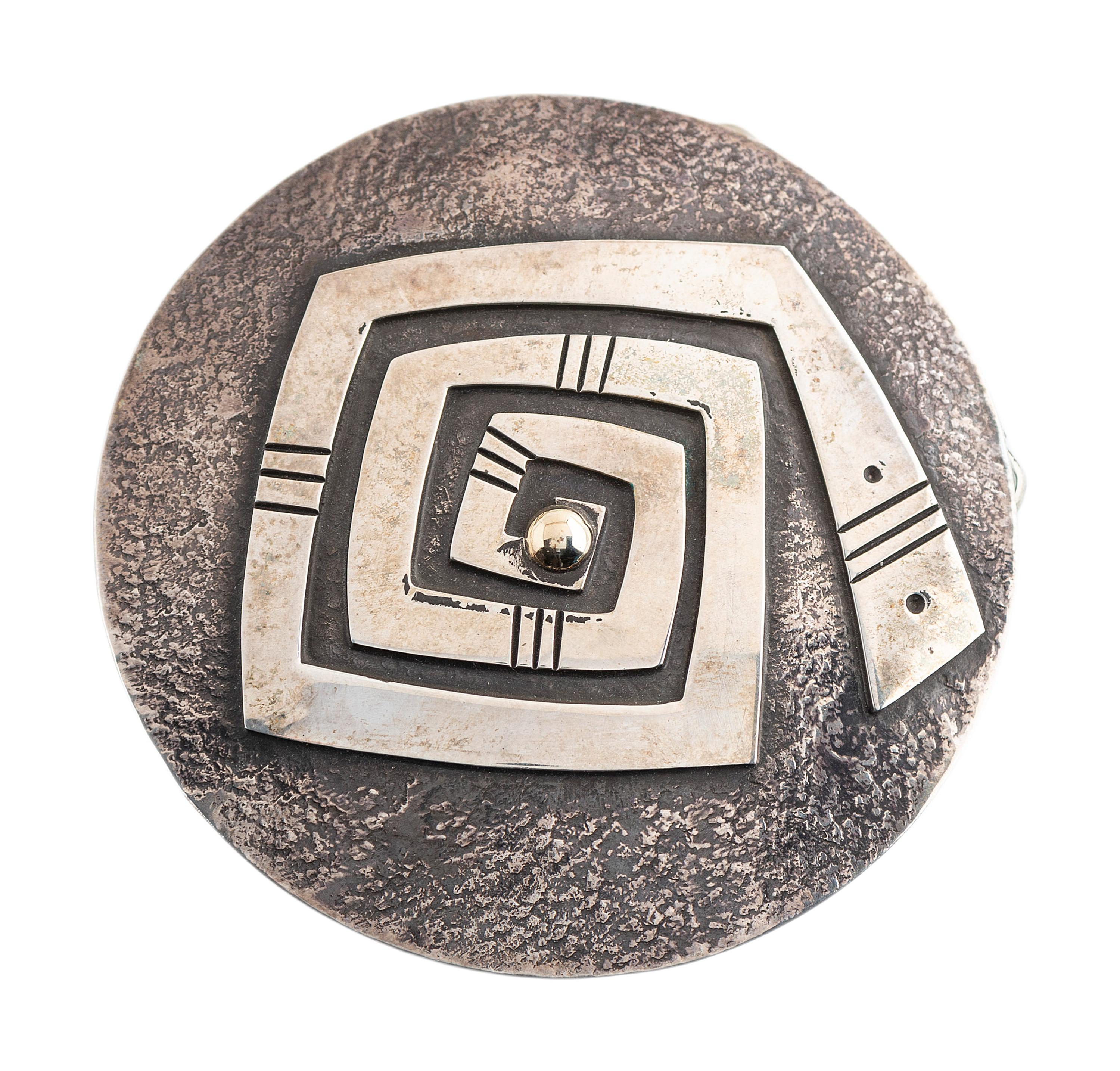 Silver Belt Buckle, with 14K Gold Center Accent