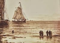 Rozenburg, Sepia Plaque after H.W. Mesdag