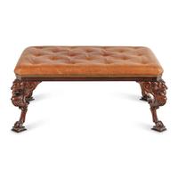 A Regency Style Leather-Upholstered Ottoman