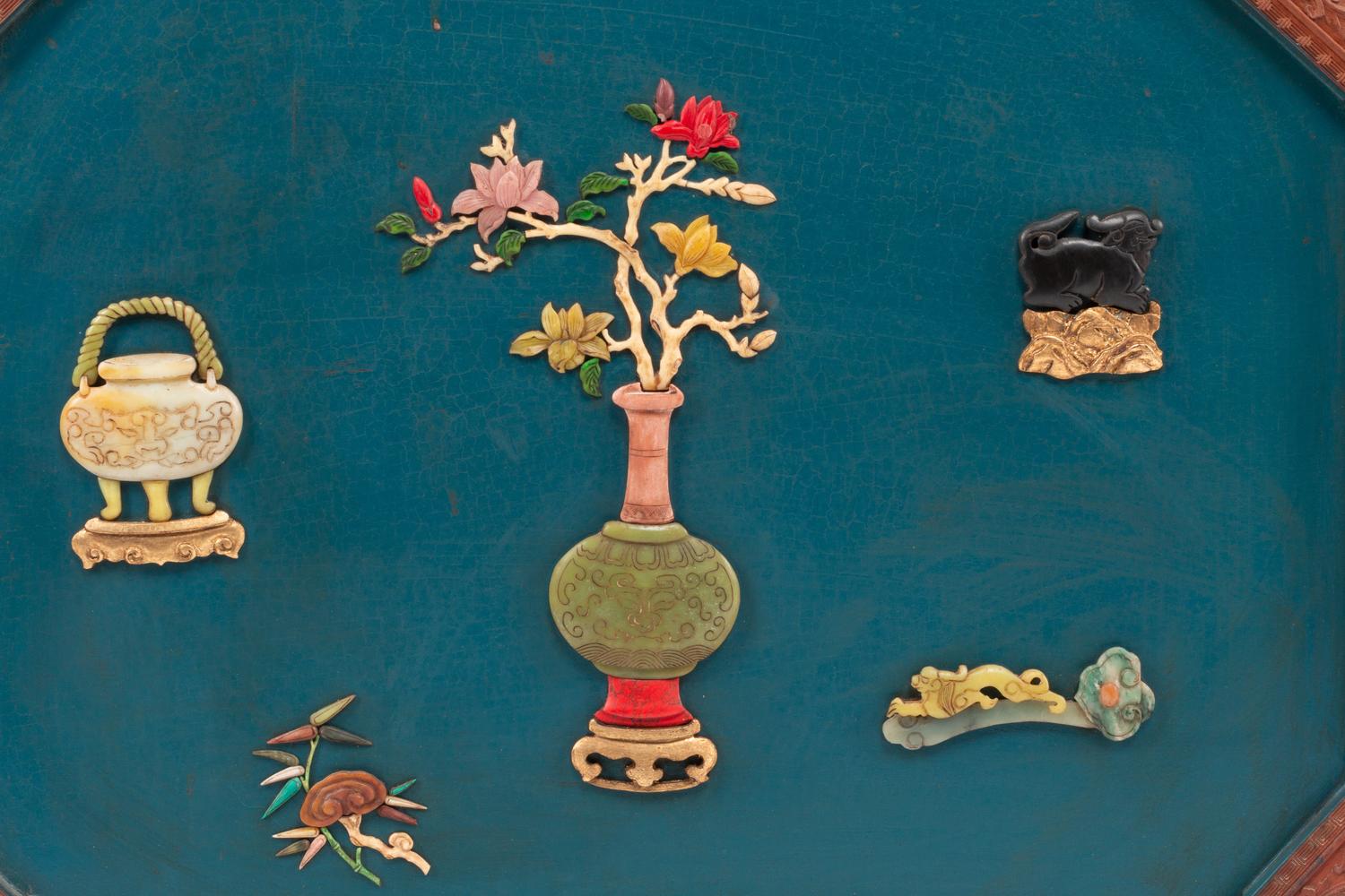 A Pair of Large Chinese Hardstone-Inlaid Panels