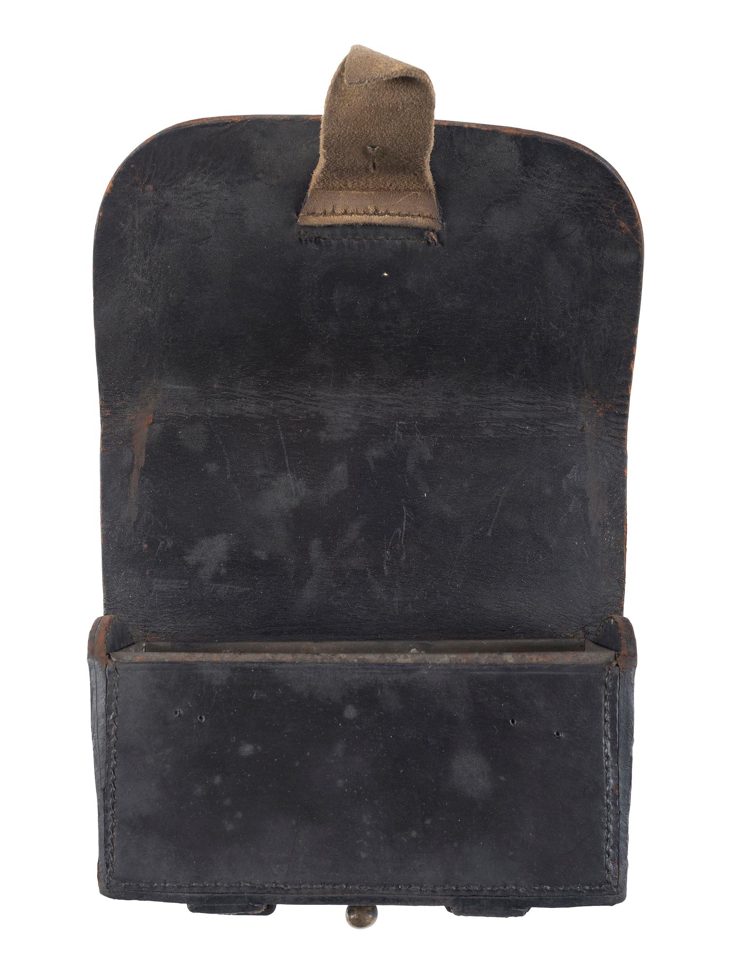 [CIVIL WAR]. Cartridge box with tins, possibly Confederate.