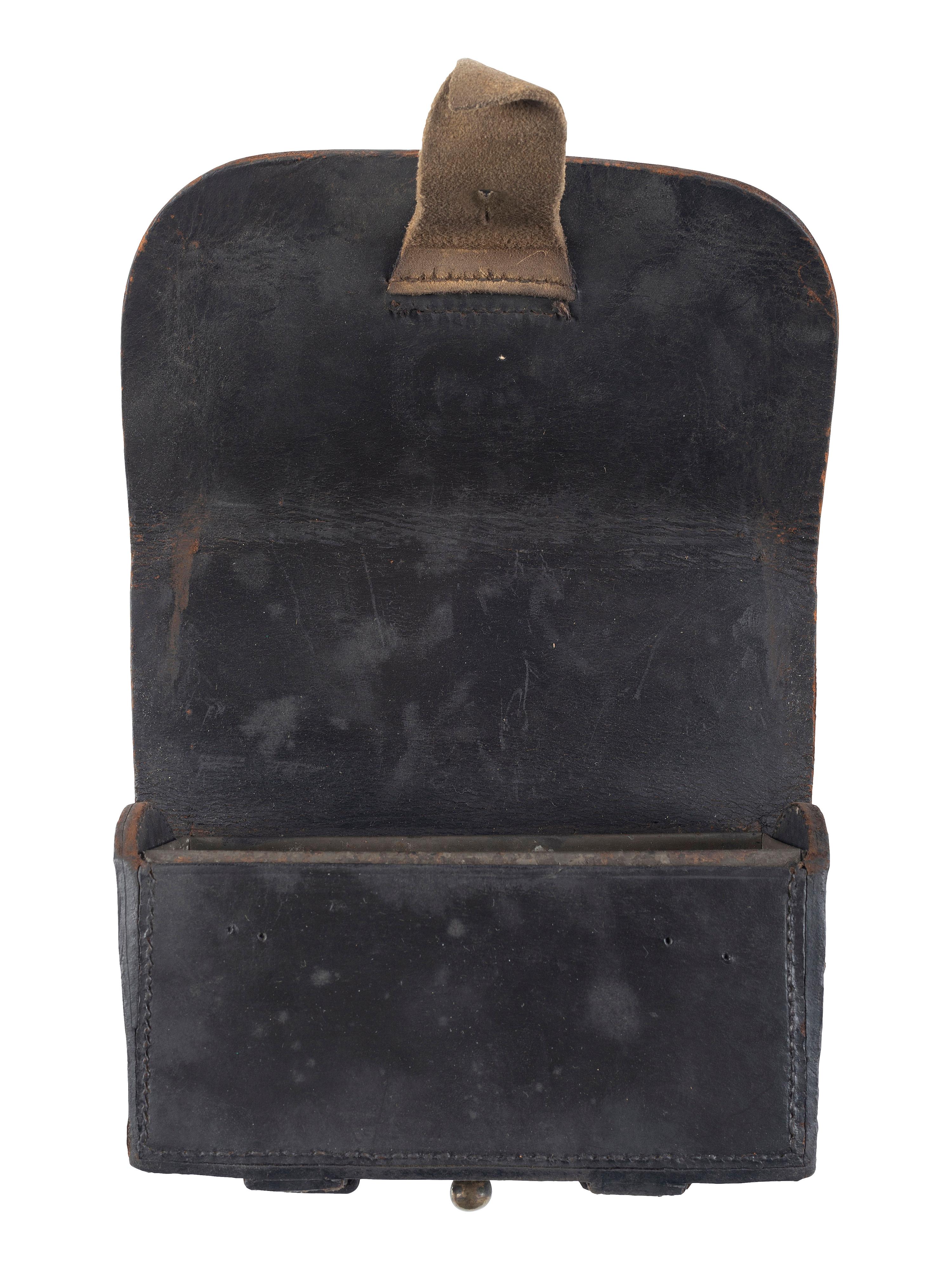 [CIVIL WAR]. Cartridge box with tins, possibly Confederate.