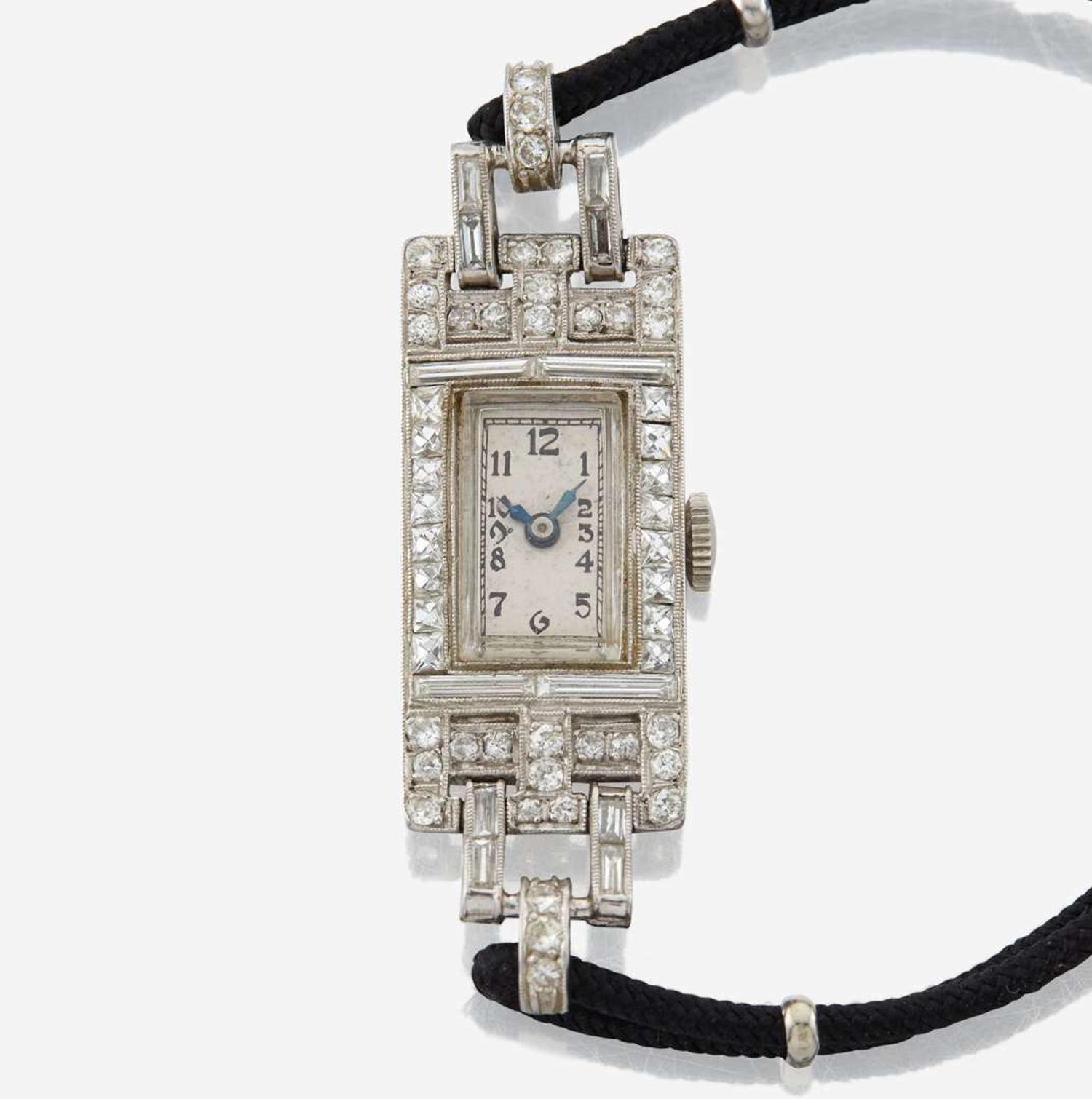 A collection of two Art Deco lady's diamond wristwatches Hamilton