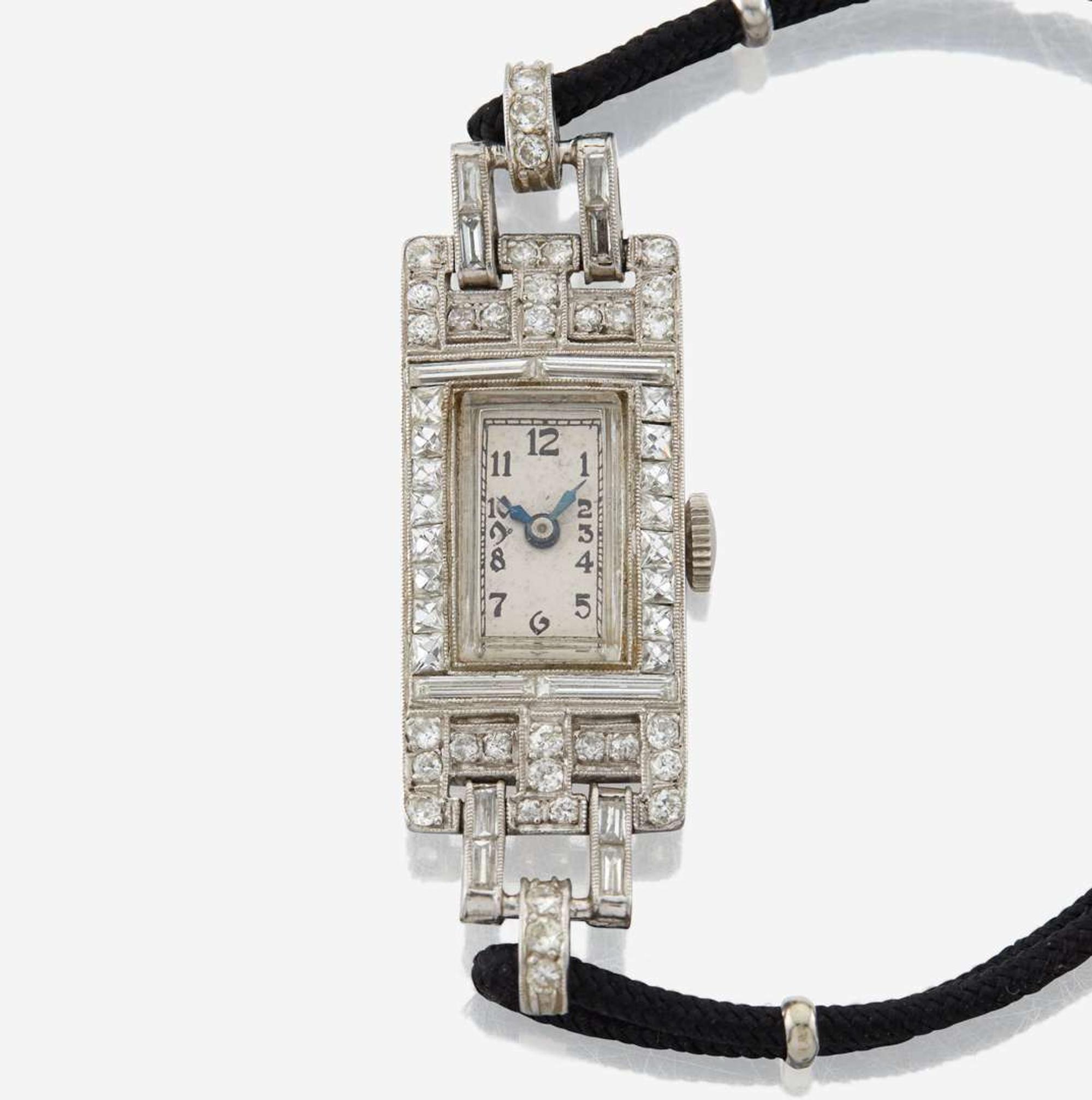 A collection of two Art Deco lady's diamond wristwatches Hamilton
