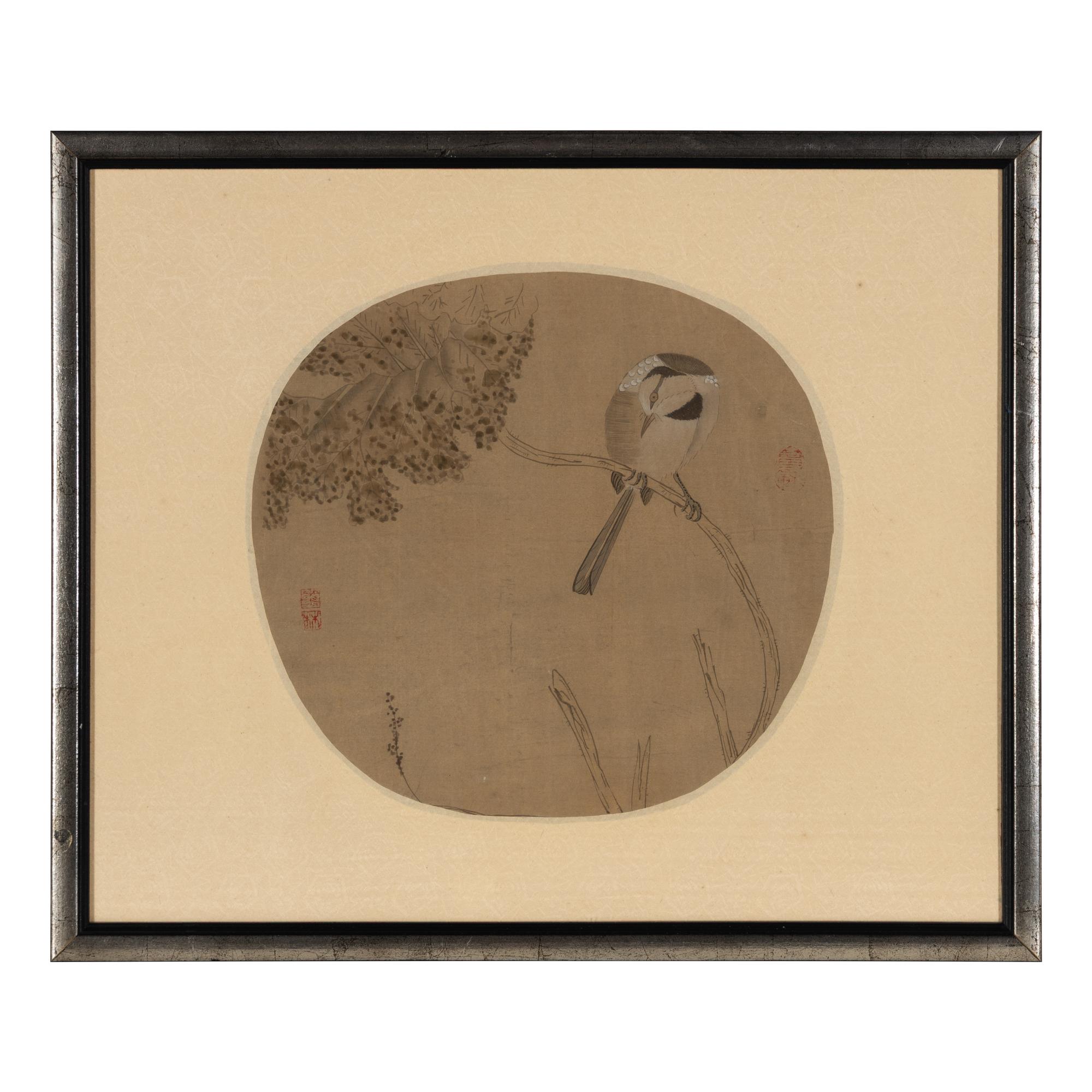 A Group of Chinese Ink on Silk Paintings and Books, 20th Century — 近代 絹本水墨花鳥鏡框兩幅及冊頁書兩種