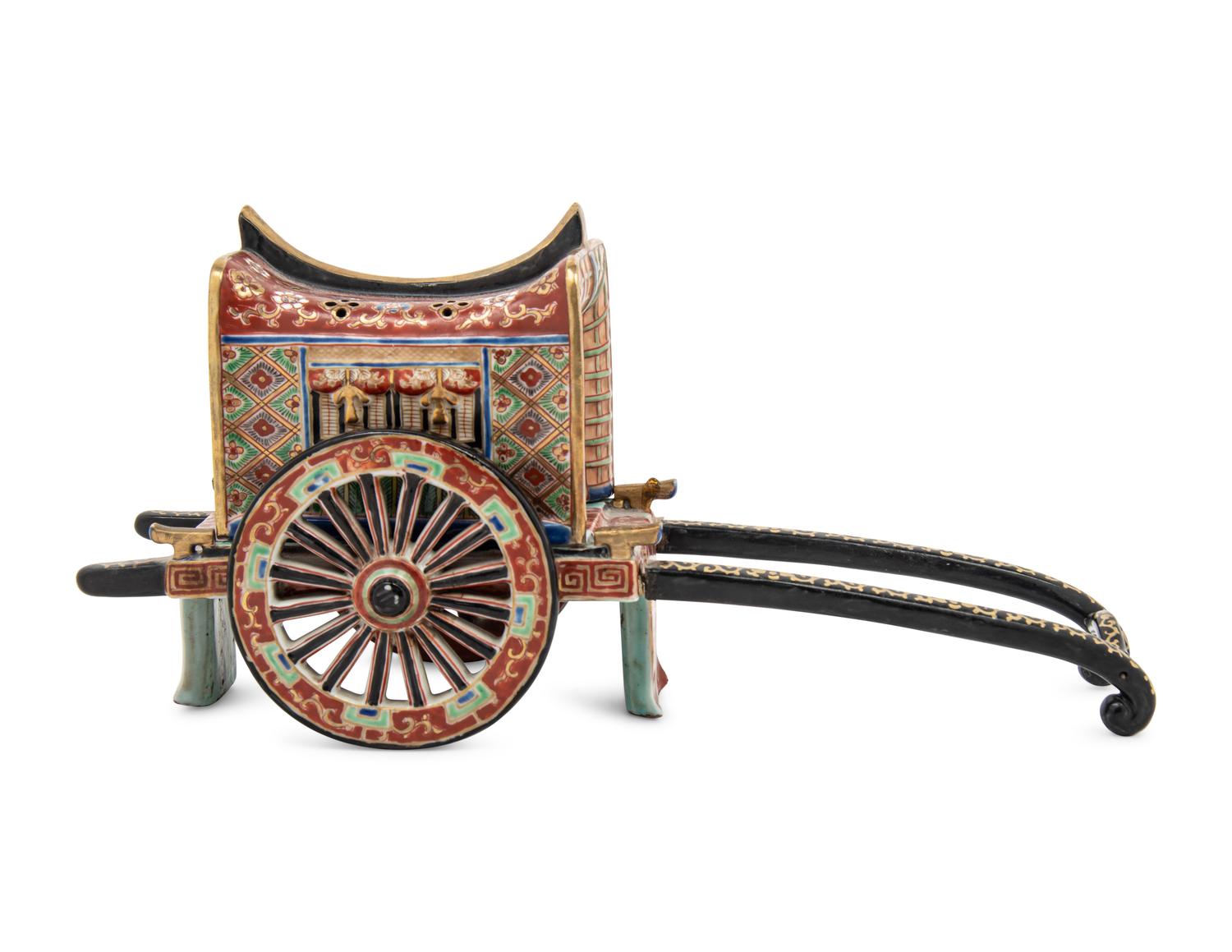 A Japanese Kutani Porcelain Cart