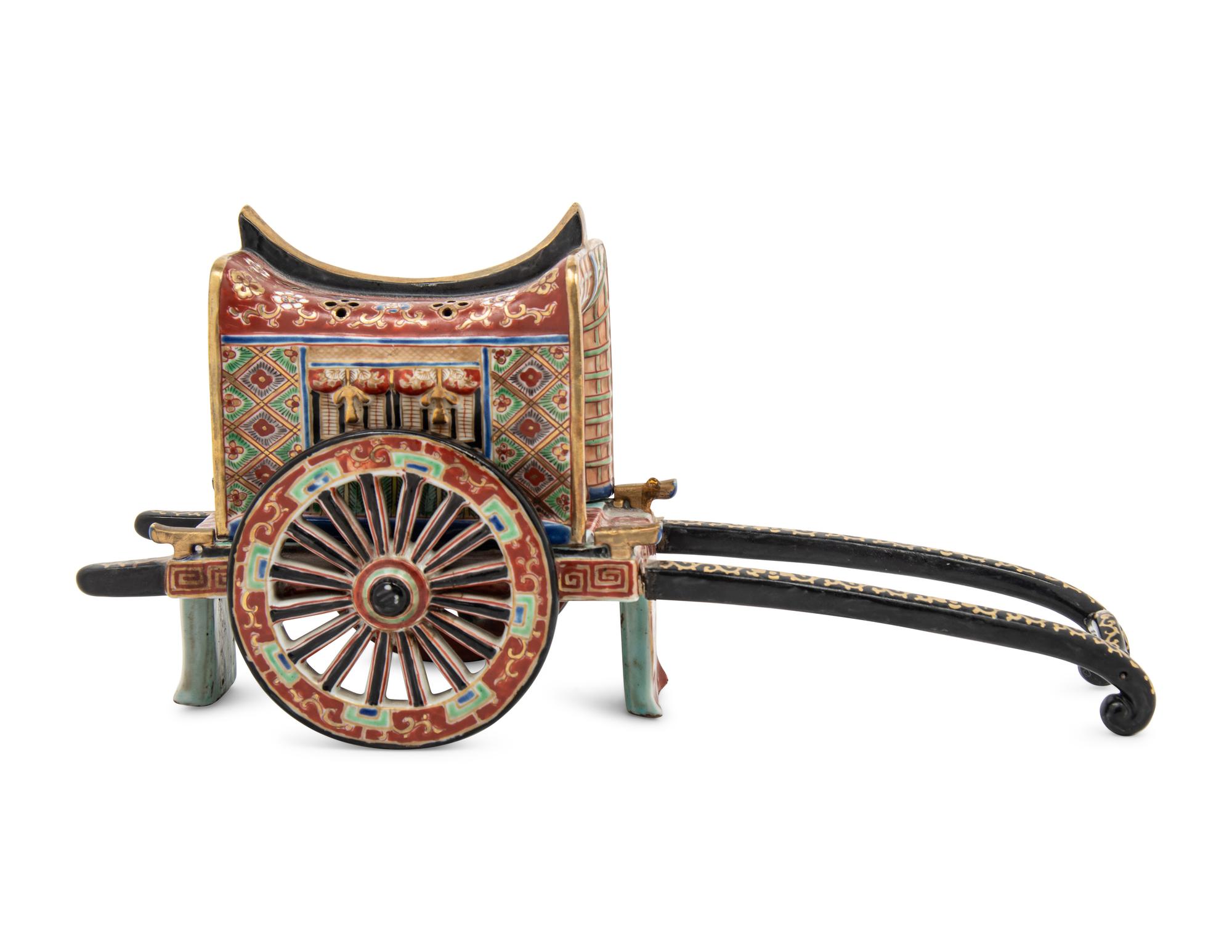 A Japanese Kutani Porcelain Cart