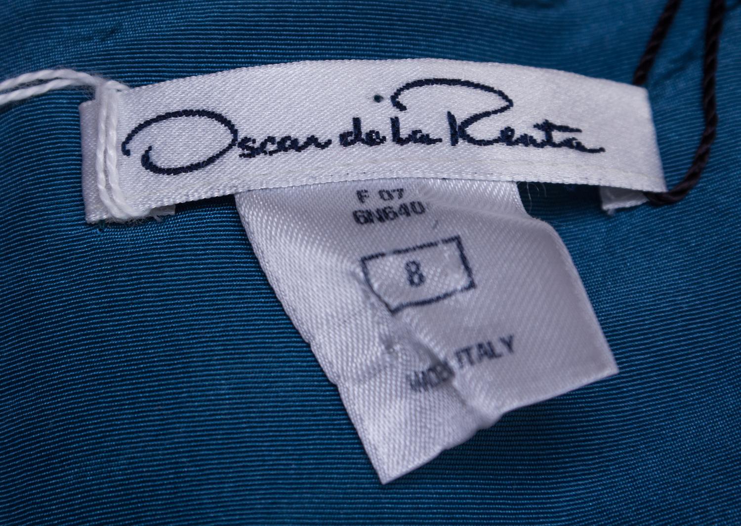 An Oscar de le Renta Teal Strapless Cocktail Dress, Size 8.