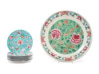 Eight Chinese Famille Rose Porcelain Plates