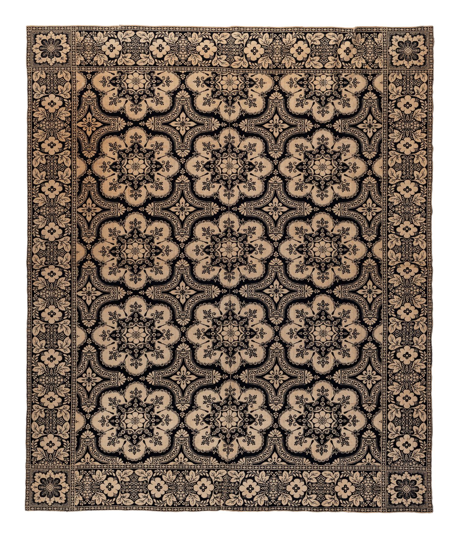 A Floral Medallion Jacquard Coverlet