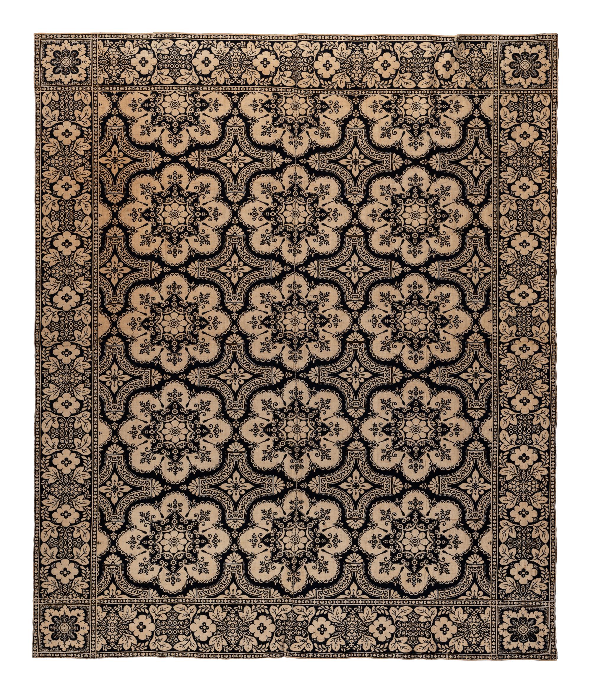 A Floral Medallion Jacquard Coverlet