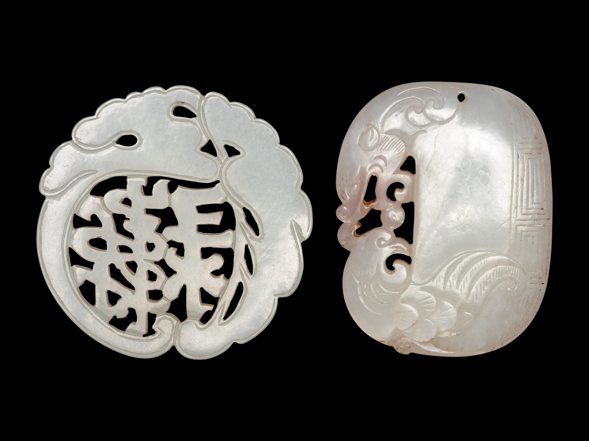 Two Chinese Pale Celadon Jade Pendants