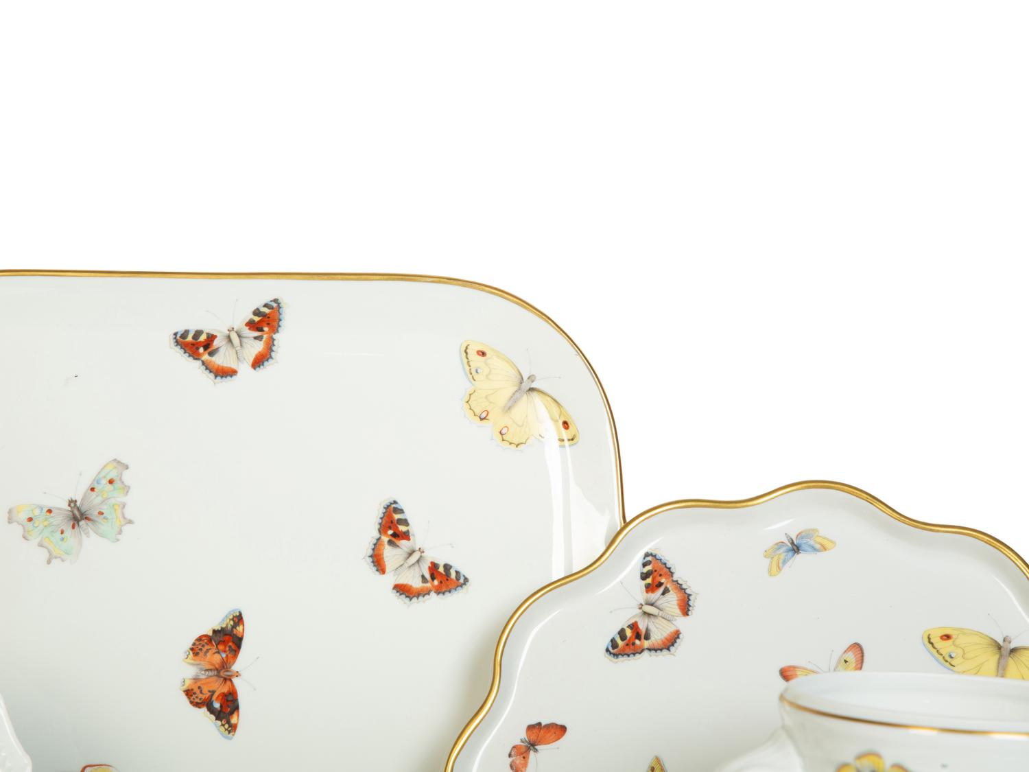 A Limoges Porcelain Butterfly-Painted Dessert Service — 20th Century