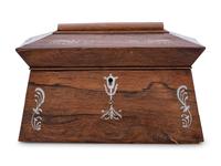 An English Mother-of-Pearl-Inlaid Rosewood Tea Caddy