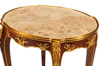 A Pair of Louis XV Style Gilt Bronze Mounted Marble-Top Side Tables