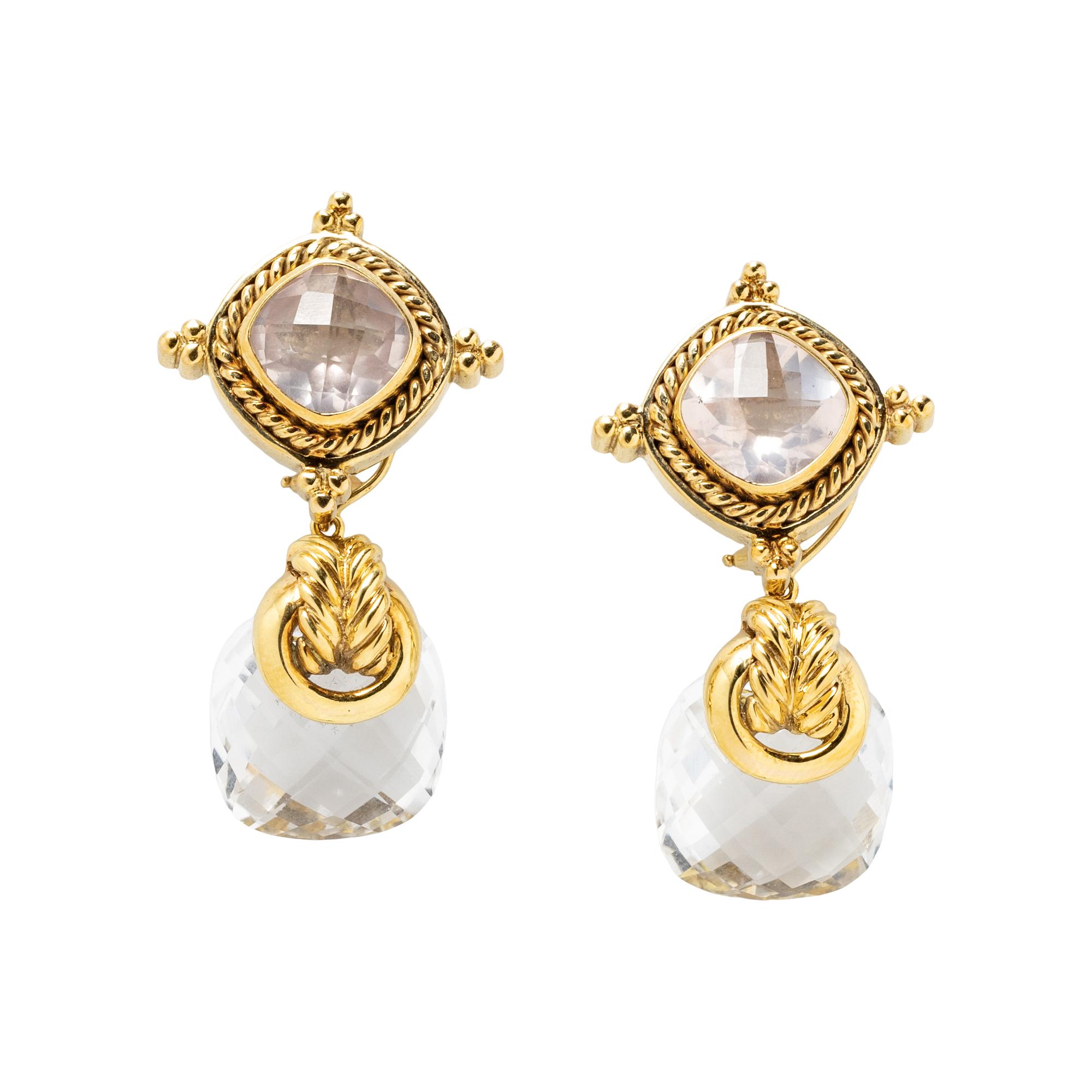 MAZ, YELLOW GOLD AND MULTIGEM CONVERTIBLE CLIP EARRINGS