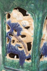 A Pair of Chinese Sancai Glazed Porcelain Reticulated Pedestals