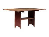 A Country Federal Red Painted Pine Scrubbed Top Hutch Table