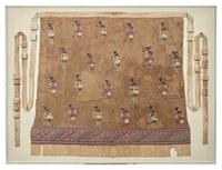 A Huari Pativilca Embroidered Breechcloth Section with Staff-Bearing Warriors