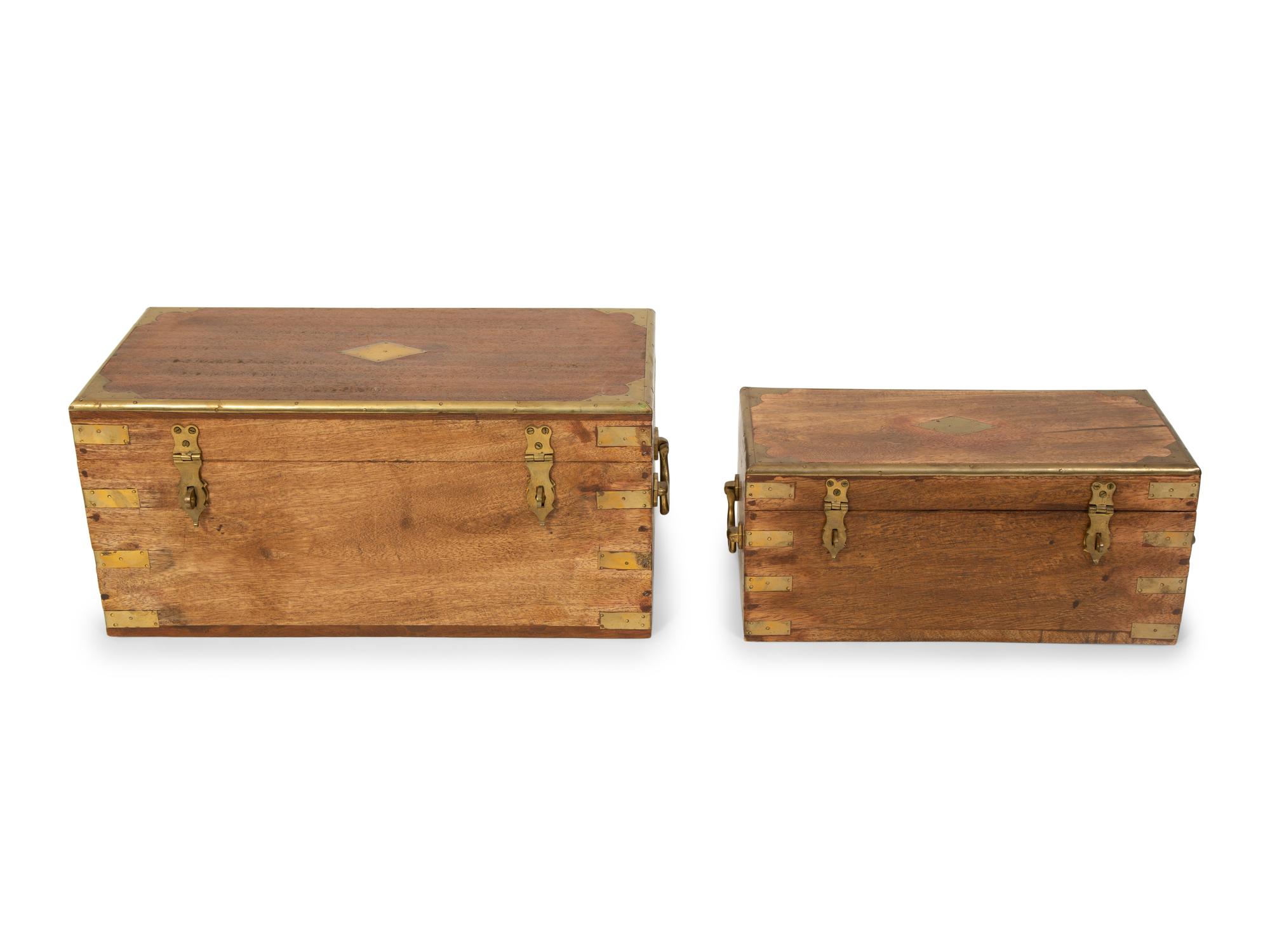 Two Regency Style Brass Mounted Campaign Boxes — 19TH CENTURY
