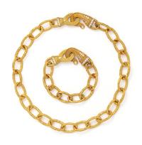 KATY BRISCOE, CONVERTIBLE YELLOW GOLD AND DIAMOND NECKLACE/BRACELET SET