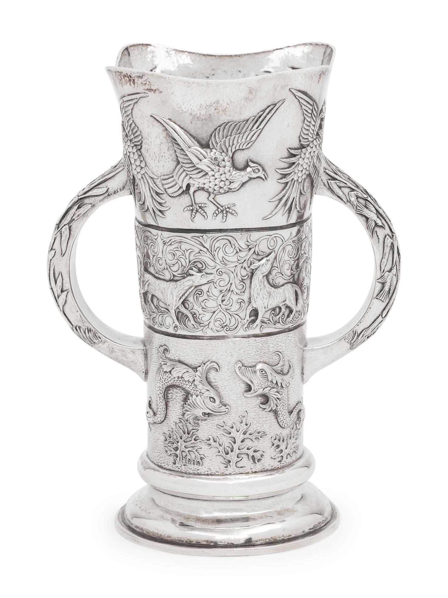 An Irish Aesthetic Movement Silver Vase