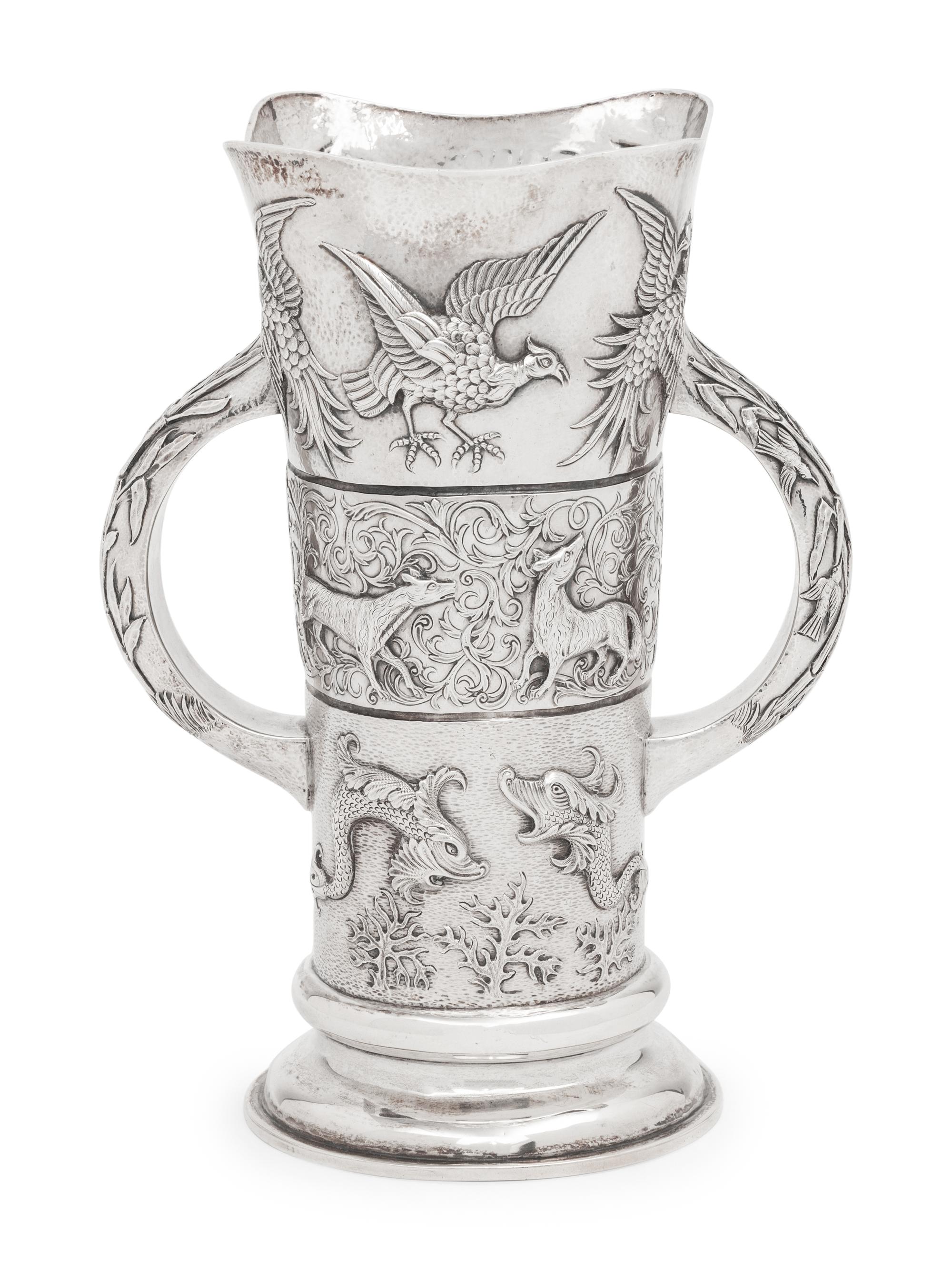 An Irish Aesthetic Movement Silver Vase