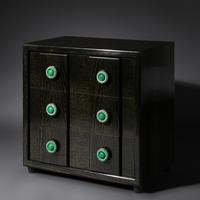 Cerused Oak Chest with Green Ceramic Pulls USA