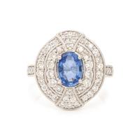 Oscar Friedman, Sapphire, Diamond, and Platinum Ring