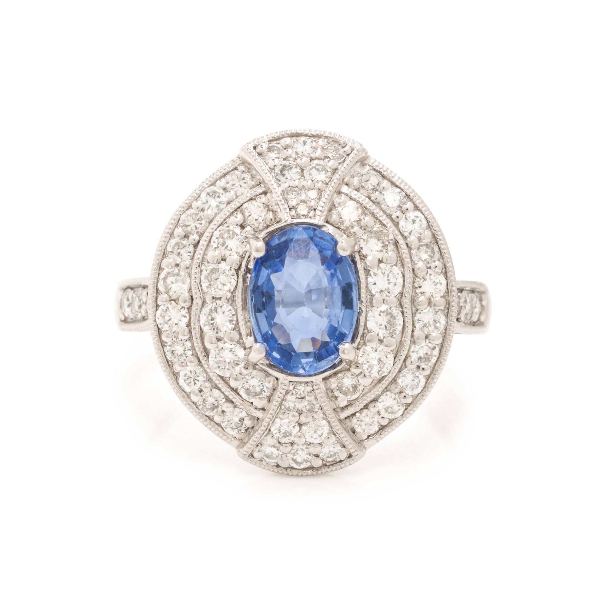 Oscar Friedman, Sapphire, Diamond, and Platinum Ring