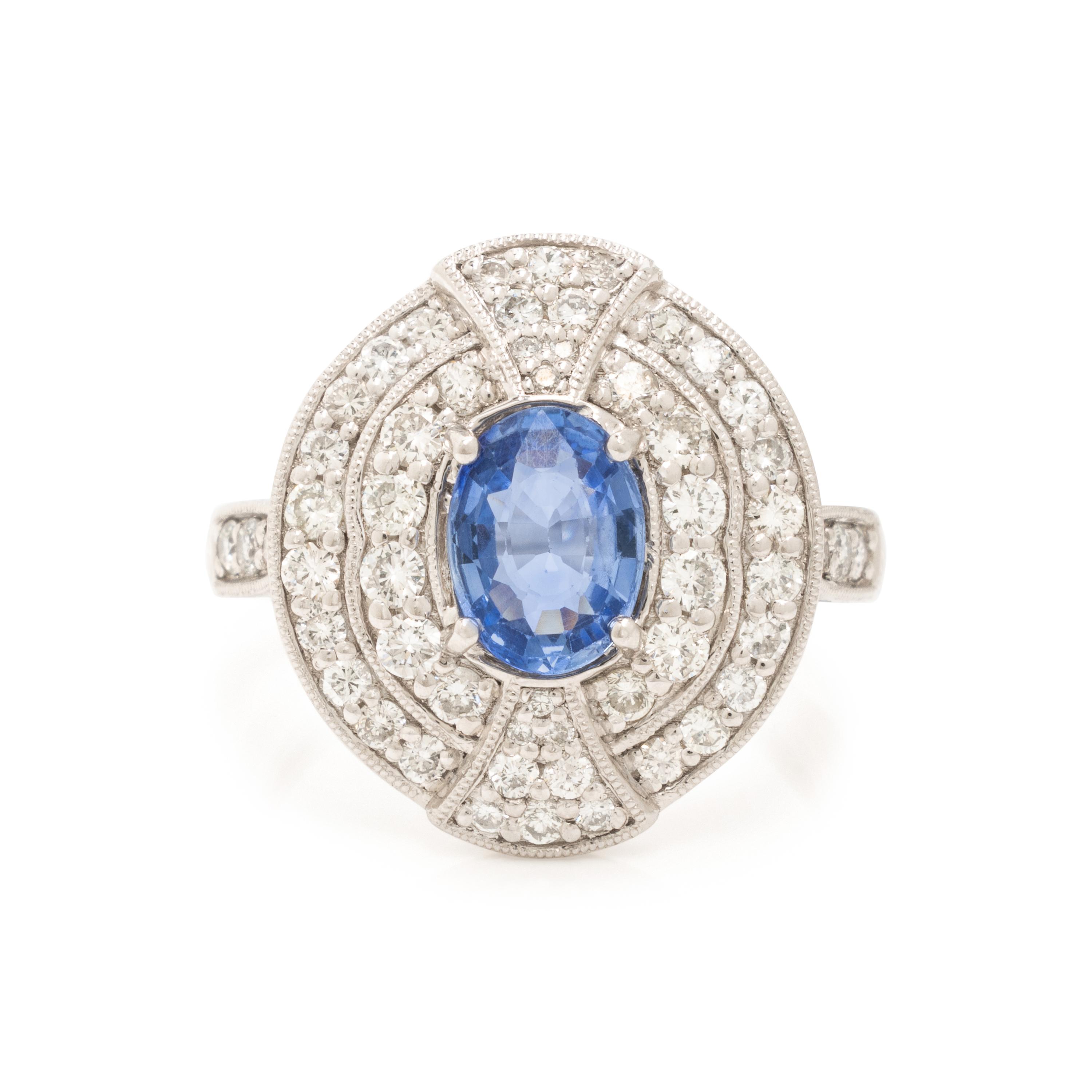 Oscar Friedman, Sapphire, Diamond, and Platinum Ring