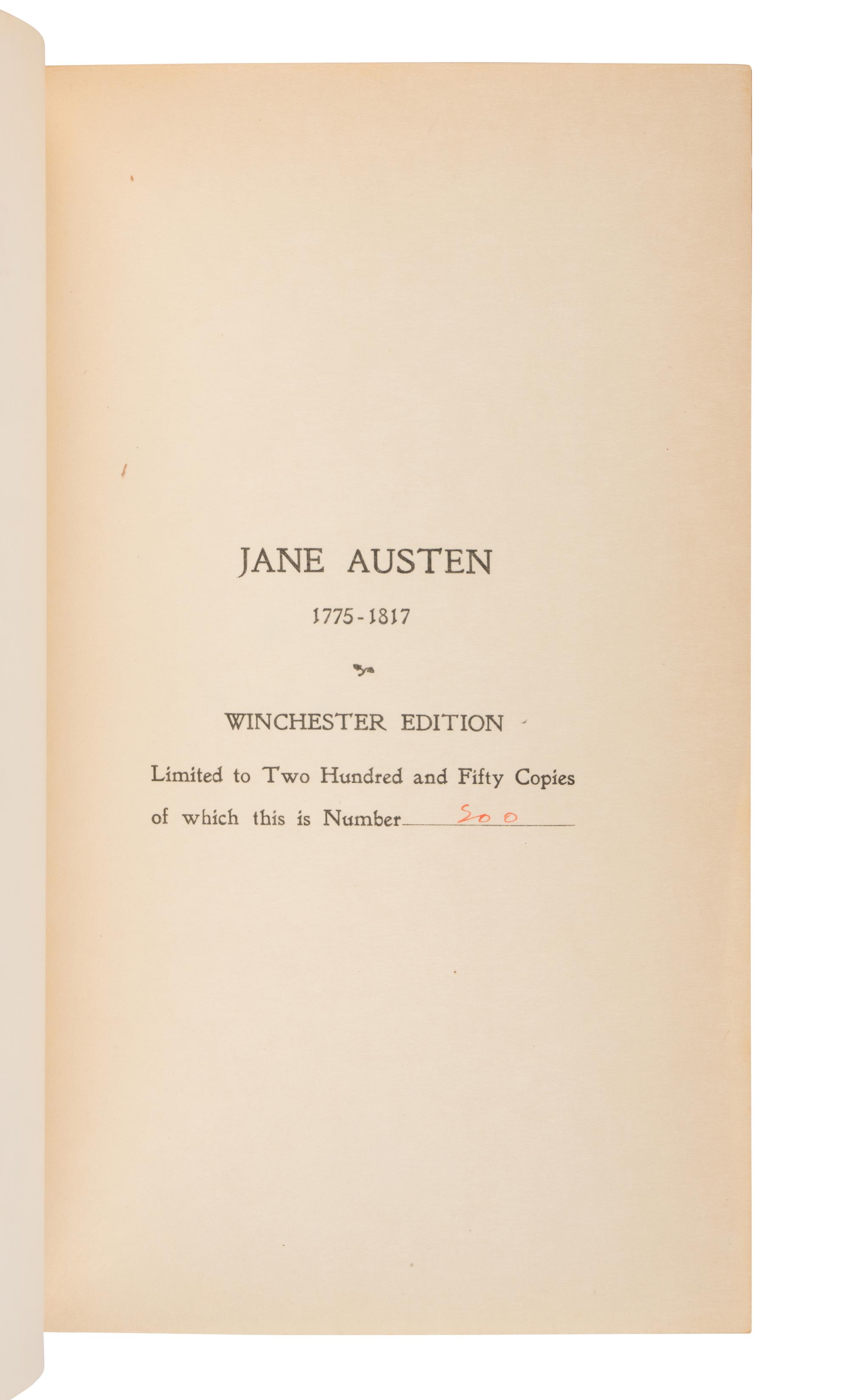 [BINDINGS]. AUSTEN, Jane (1775-1817). Works . R. Brimley Johnson, editor. London: J.M. Dent, 1901.