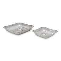 Two Continental Silver Lobed Square Bowls