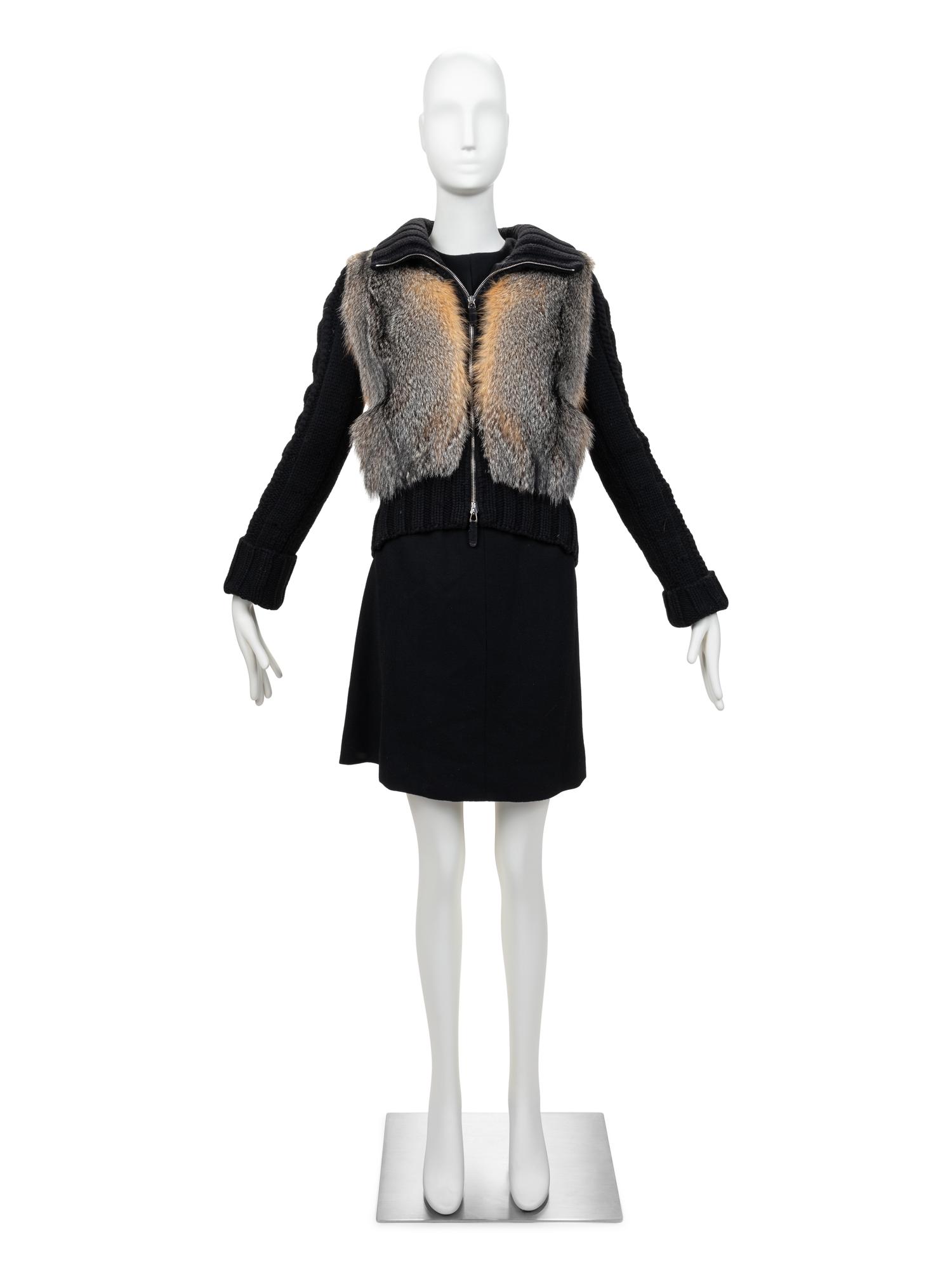 Gucci Fox Fur Trimmed Knit Jacket, 2007