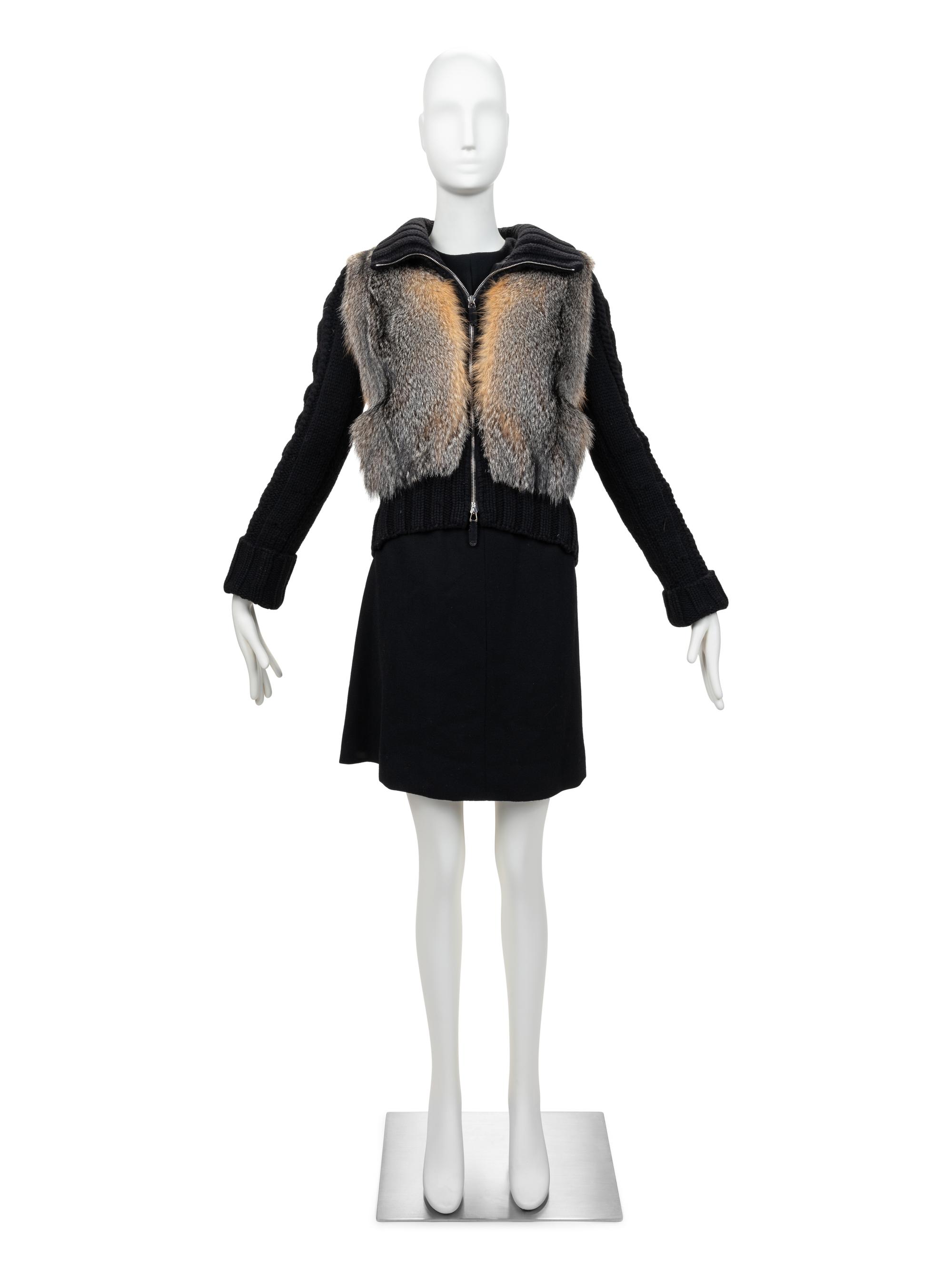 Gucci Fox Fur Trimmed Knit Jacket, 2007