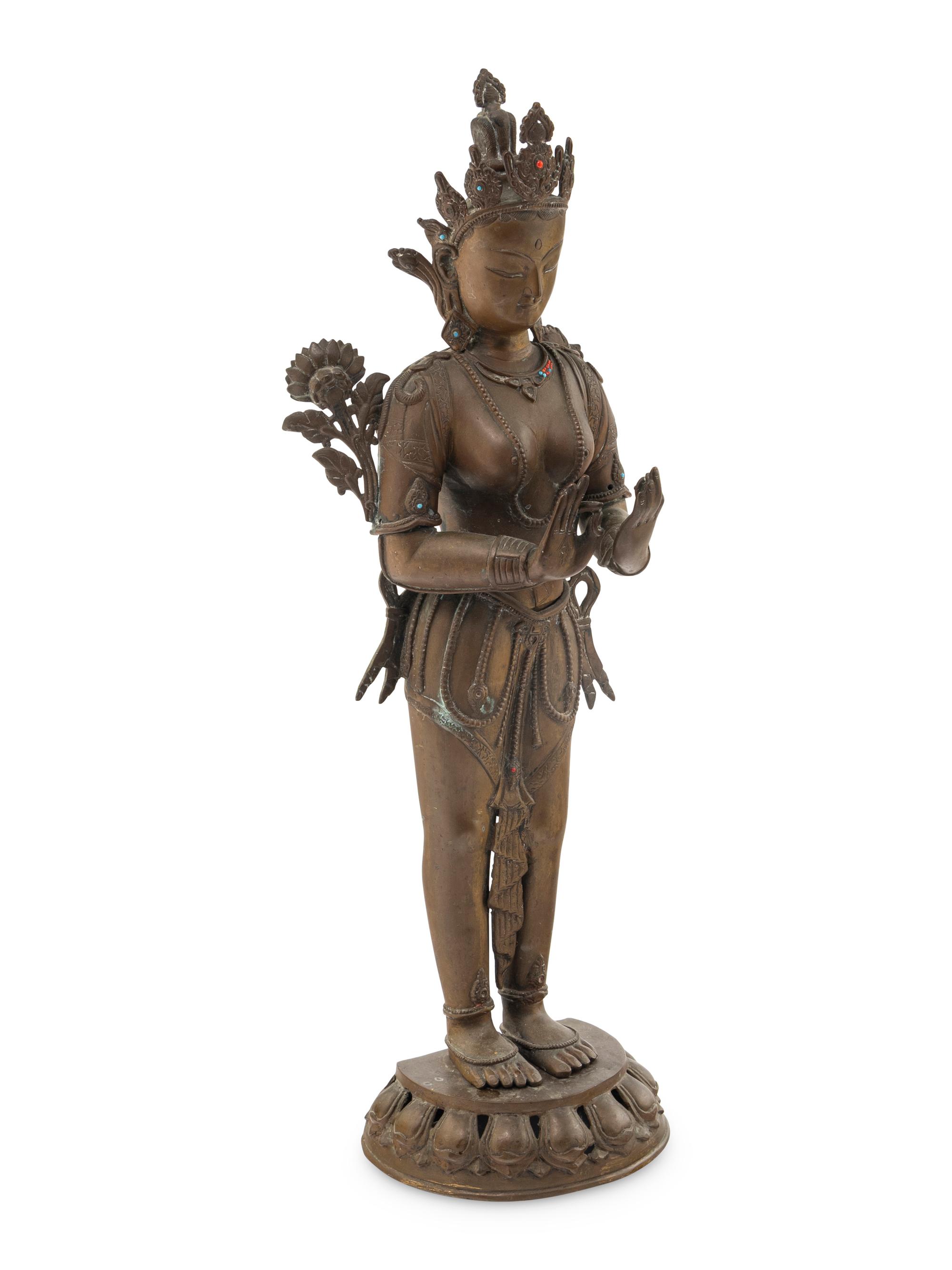 A Nepalese Bronze Figure of a Standing Bodhisattva