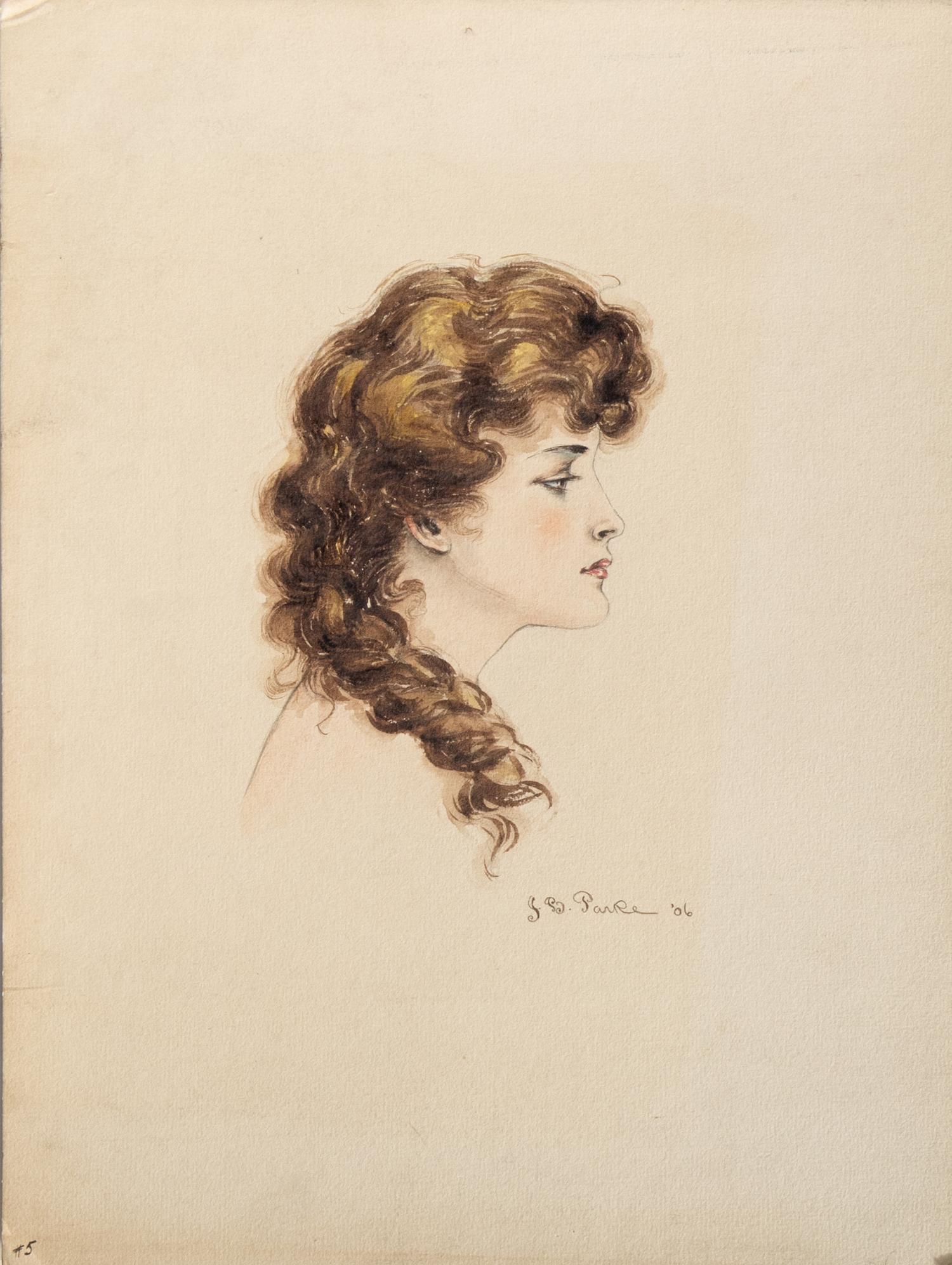 Woman Gazing Upward, 1906 and Woman in Profile, 1906 (two works)