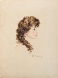 Woman Gazing Upward, 1906 and Woman in Profile, 1906 (two works)
