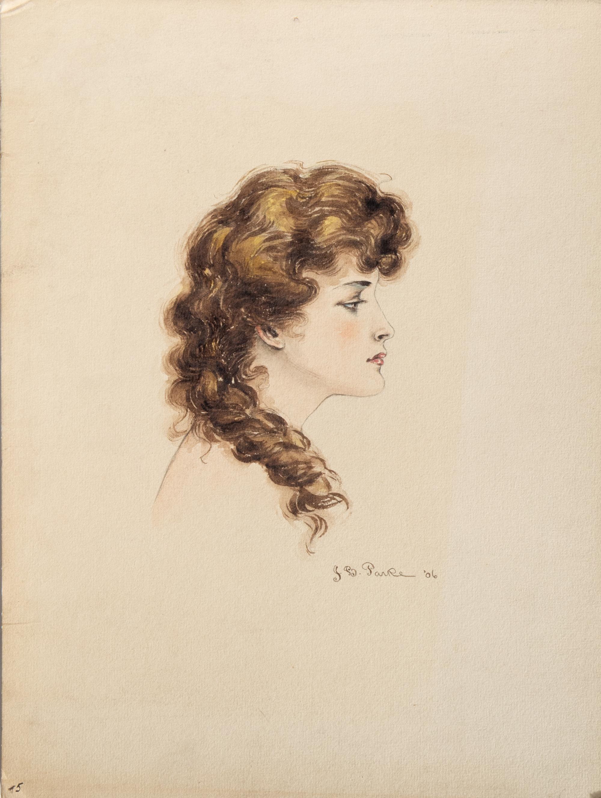 Woman Gazing Upward, 1906 and Woman in Profile, 1906 (two works)