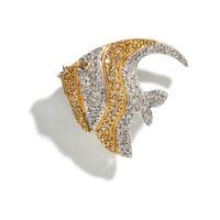 BICOLOR GOLD AND DIAMOND ANGEL FISH BROOCH
