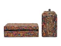 Two Appliqué Beaded Boxes